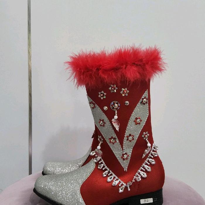 Sepatu Mayoret Merah Silver Variasi V/Sepatu Mayoret Terbaru/Sepatu Mayoret Cantik/Sepatu Mayoret El