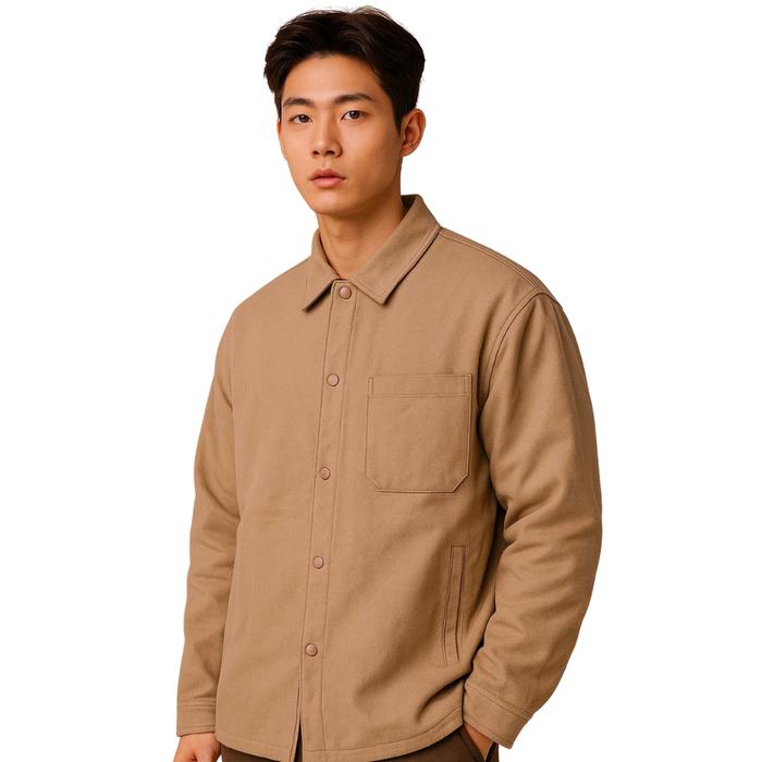 Kemeja Pria Lengan Panjang Mind Bridge Youth Coklat Krem Earth Tone Tebal Kuat Regular Fit Bahan Kat