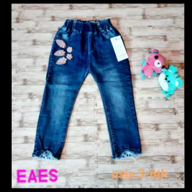 celana anak cewek escada flower bunga cute celana panjang jeans oke fashion
