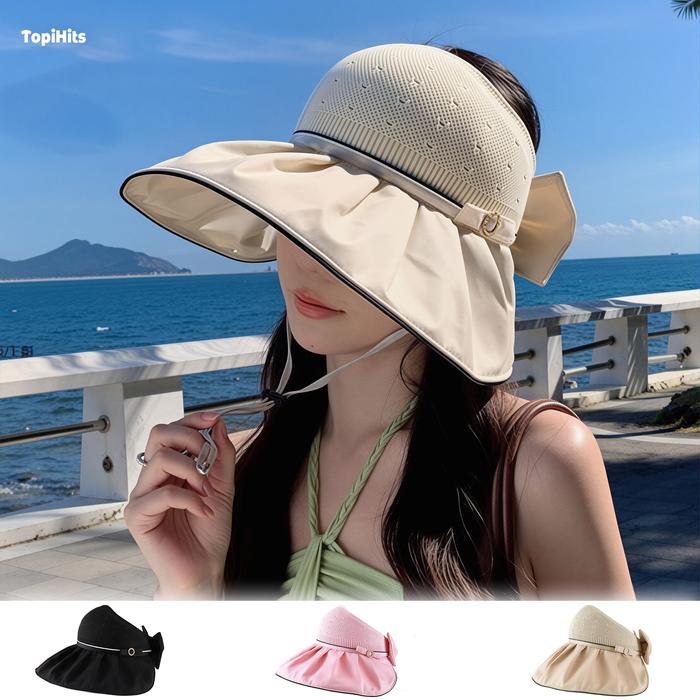 Topi Pantai Lipat Anti UV Topi Visor Lipat Lebar Pelindung Matahari Summer Hat