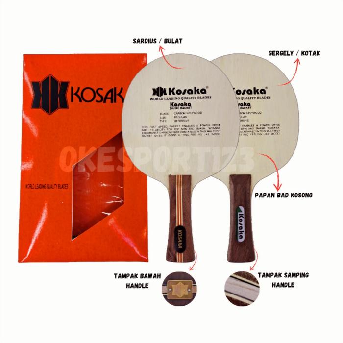 BAD PINGPONG KAYU KOSAKA BULAT & KOTAK / BET TENIS MEJA KAYU KOSAKA BULAT & KOTAK