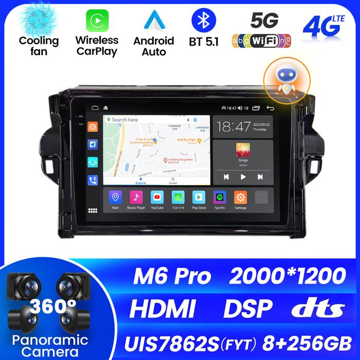 Mekede M6Pro Plus Car Radio 8G+256GB for Toyota Fortuner 2 SW4 2015 -