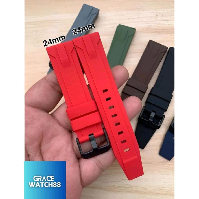 JUAL TALI JAM KARET WARNA MERAH SIZE 24MM BISA DIGUNAKAN UNTUK JAM TANGAN ALEXANDRE CHRISTIE,  EXPED