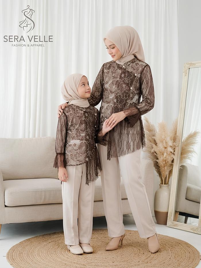 Tunik Brokat Virlly Tunik Outer Kebaya Couple Ibu dan Anak Usia 1-13 Tahun Kondangan Brukat 3D Prada