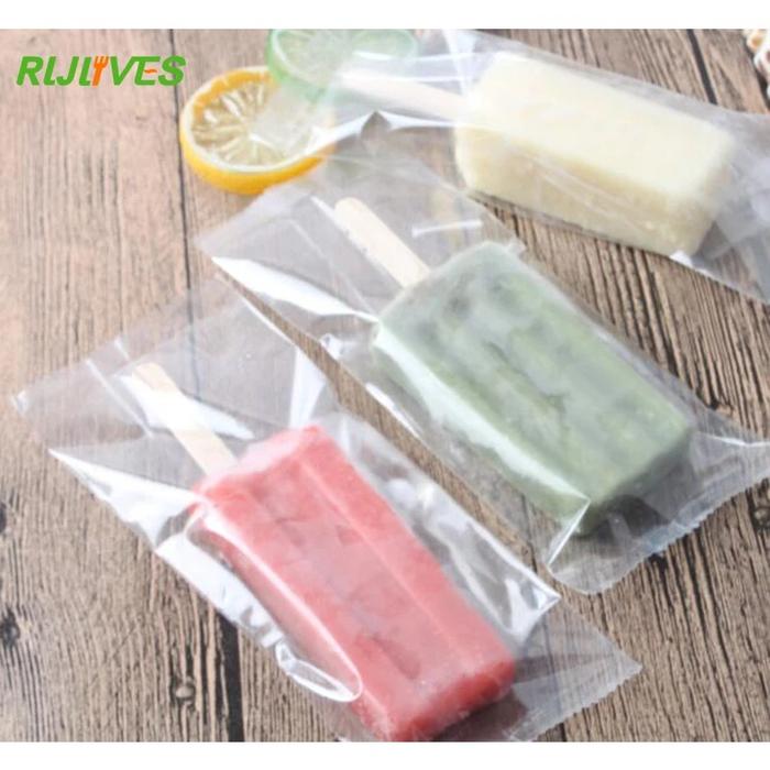 RLJLIVES 100Pcs Transparent Ice Cream Bag Popsicle Plastic Pouch Cake Bread Chocolate Package bag