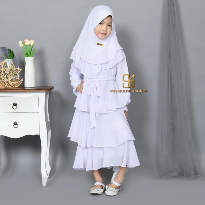 Terlaris Fairuz Gamis Anak Perempuan Ceruty Babydoll Premium Susun Tiga Pusaka Fashion + Hijab Khima