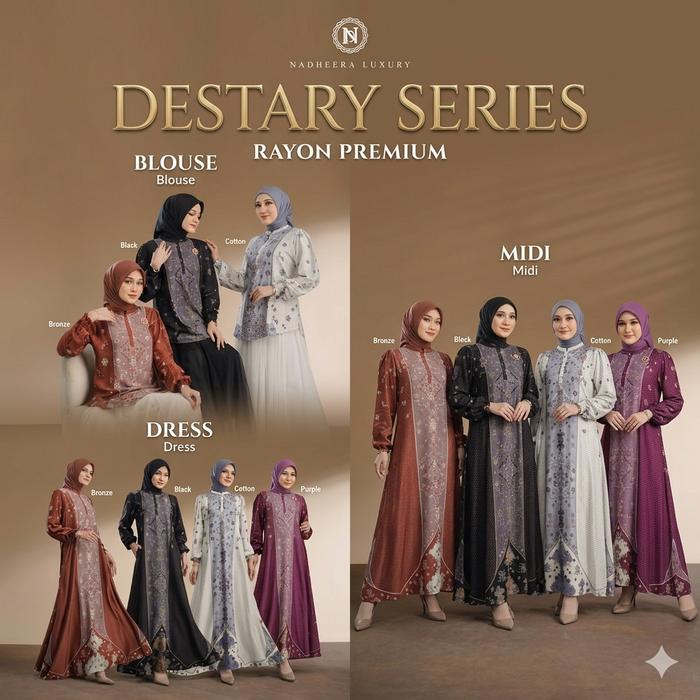 Destary Series By Nadheera Luxury Bahan Rayon Dress, Midi Dress & Blouse