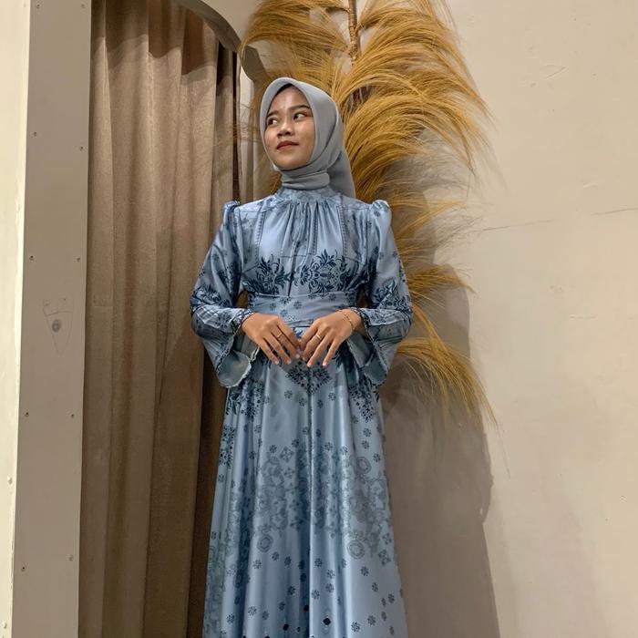 Insanrise-official Dress Fairy Motif Size M hijab motif mewah simpel Warna Biru wardah