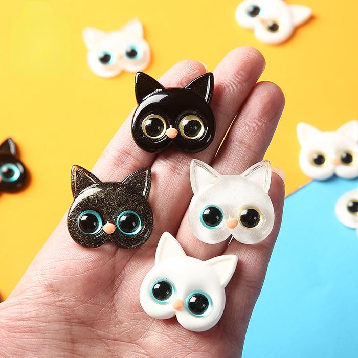 5pcs Kawaii Resin Black and White Cat Accessories Scrapbook