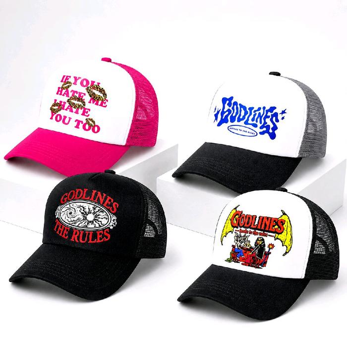 Topi Jaring Trucker Hat GODLINES  - Topi jaring Unisex, Murah & Berkualitas - Wanita, Pria topi casu