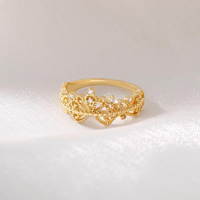 Cincin Titanium Mahkota Crown Adjustable Wanita Bisa Disesuaikan Tidak Pudar Tahan Karat Elegan Nyam