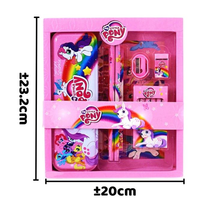 WM Paket Alat Tulis 8015 + Kotak Pensil / Paket Menulis Crayon Rautan Penghapus Penggaris Motif Imut