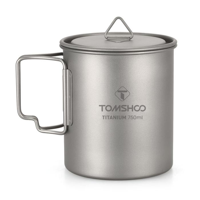 TOMSHOO Ultralight 750ml Titanium Cup Outdoor Portable Camping Picnic