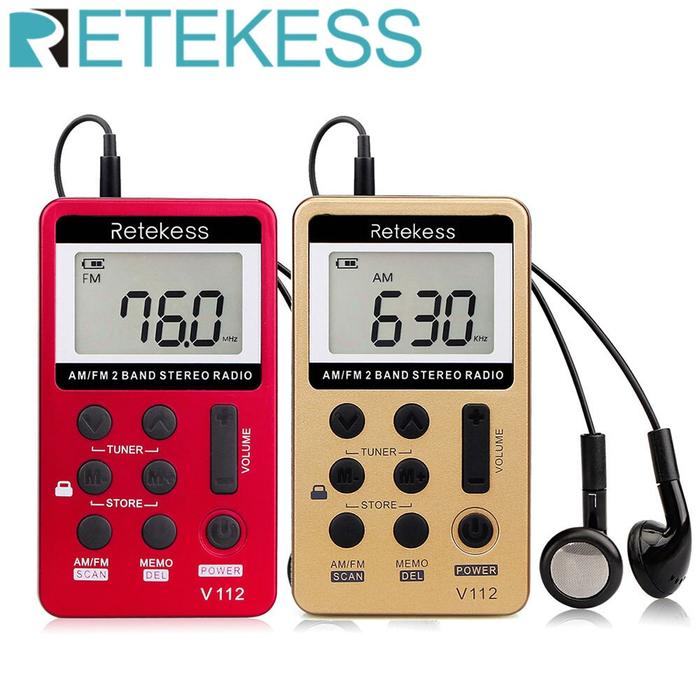 Retekess V112 Radio Mini Pocket Radio Receiver Portable Radios AM FM