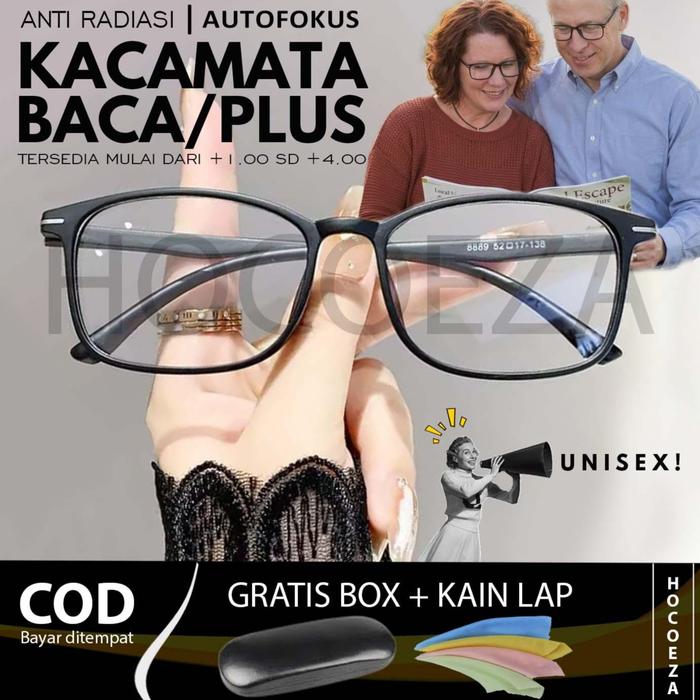 [ Gratis box & kain lap ] Kacamata Rabun Dekat Lensa Plus Untuk Baca dan Lihat Dekat Lensa Anti Radi