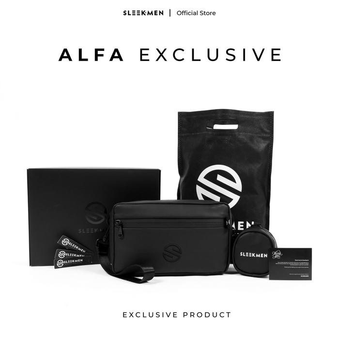 BISA COD - Trendy Olshop - Tas Handbag Alfa Slingbag Set Tas Pria Tempat Kartu Fashion Pria Free Min