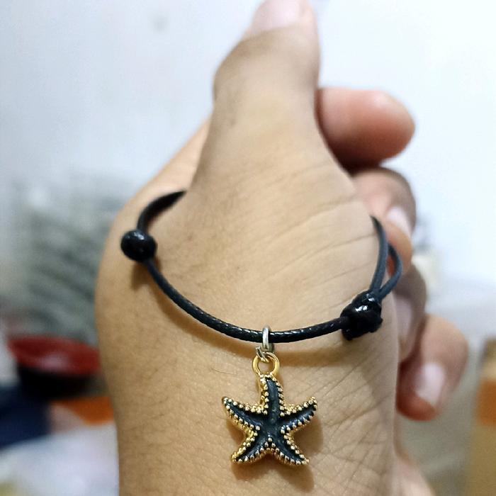 1 Pcs Gelang Hitam Charm Bintang Laut