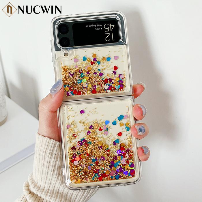 Fashion Cool Love Heart Glitter Quicksand Phone Case For Samsung