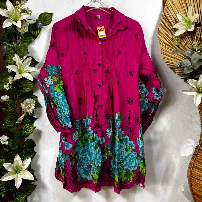 Tunik Katun Rayon pink Fuschia