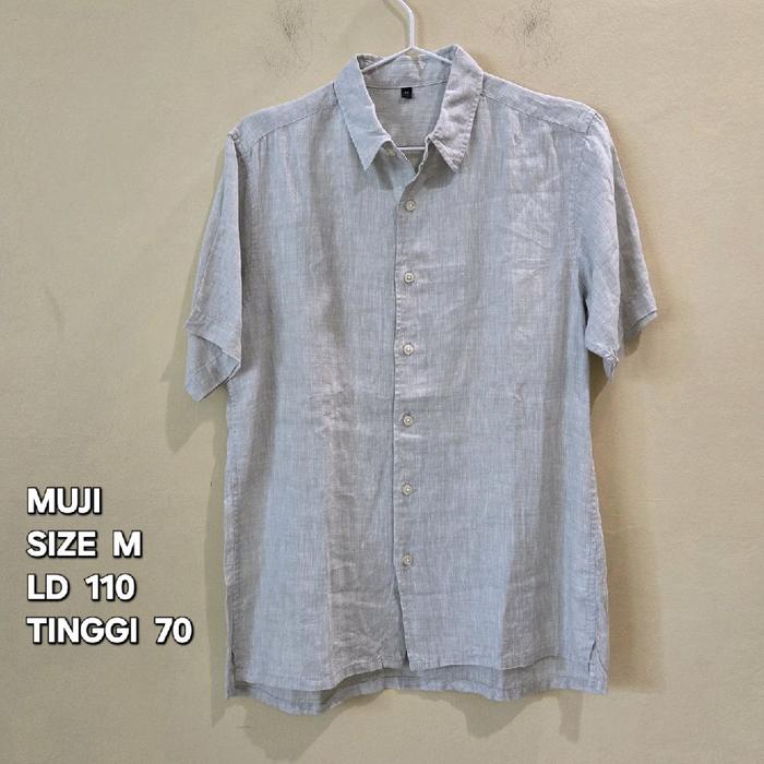 564. (Preloved) MUJI Kemeja Pria Authentic Bahan Linen