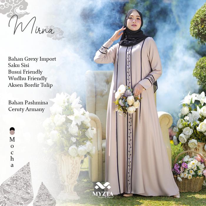 Myzta Mirna Set Hijab Series Gamis Dress - Kombinasi Bordir Cuci Gudang