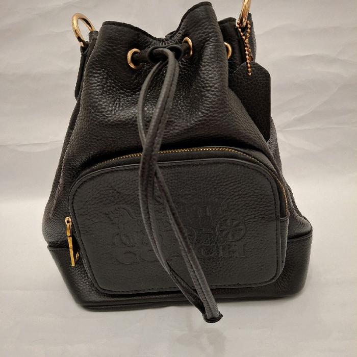 preloved co*ch jes-dawstring tas buket hitam kulit bucket bag tanpa tali panjang tas serut