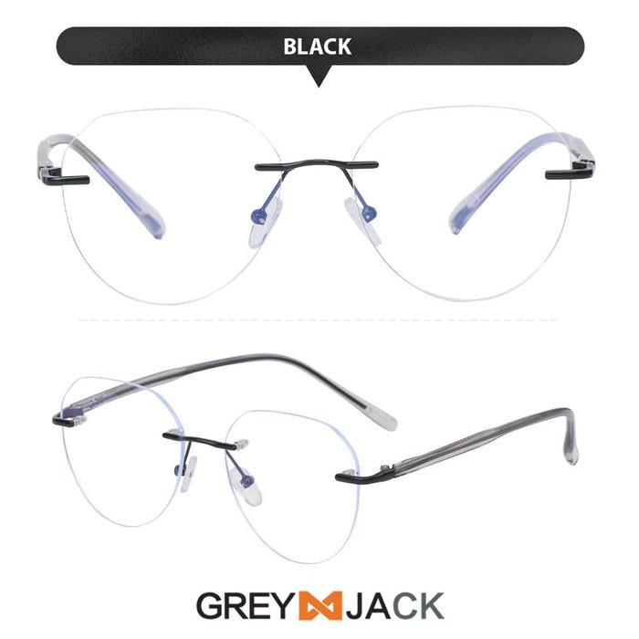 Gray Jack Kacamata Antiradiasi Ueray Rimless Bahan Tr+Metal Model Kotak Bisa Minus Pria Wanita S85
