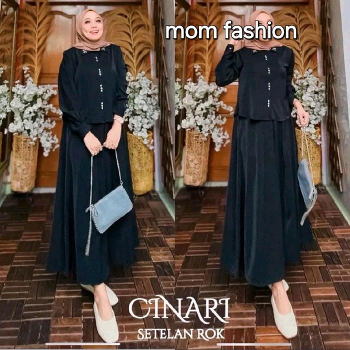 Stelan Rok Cinari Bahan Soft Twill Marbela Oneset Rok.Simple Dan Elegan Terbaru !!!
