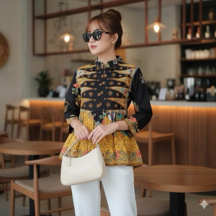 Shanaya Baju Batik Wanita Us Sasirangan Peplum Atasan Batik Modern Batik Kerja Wanitaanan Modis Bati
