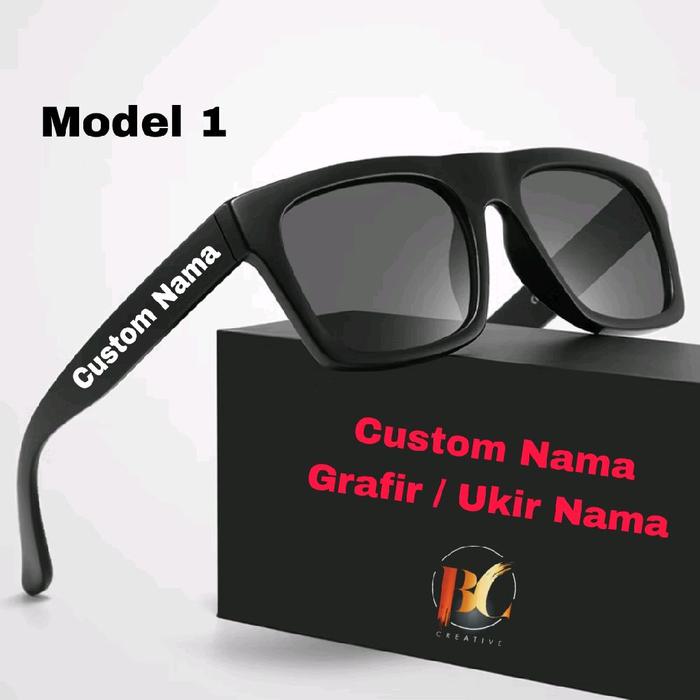 Kacamata Hitam Model Rayban Unisex dengan Grafir dan Ukir Nama Logo Komunitas Eyewear Pria Wanita St