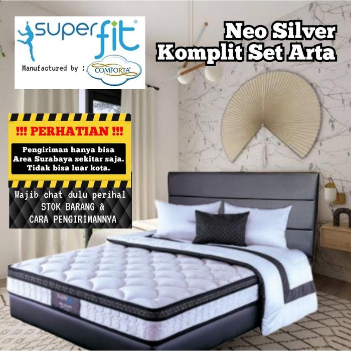 NEW PRODUK Komplit Set Arta dll + Springbed Comforta Superfit Neo Silver ( Kasur + Divan + Sandaran 