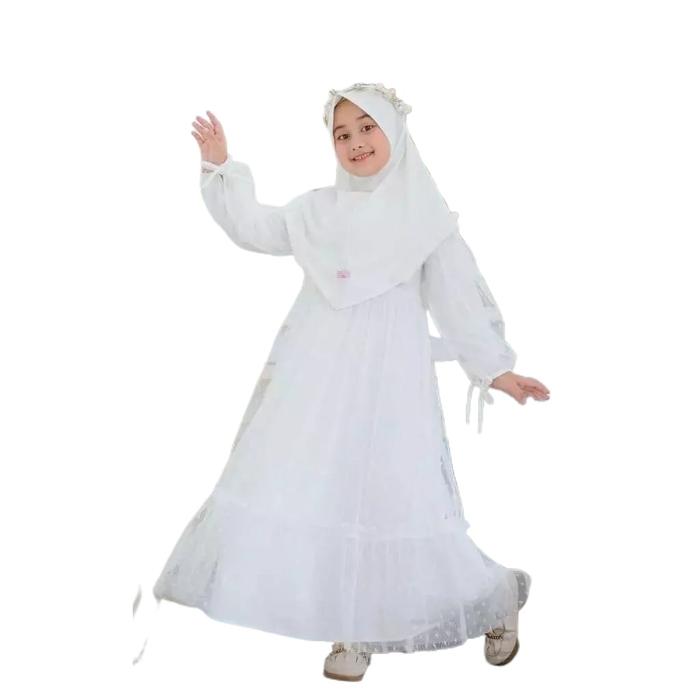 sale Alvira kids set khimar gamis anak perempuan usia 5-13 tahun S.M.L.XL / gamis kondangan anak ter