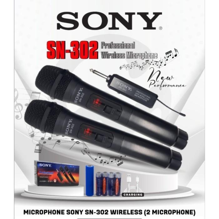 SONY Microphone Wireless SN-302 Double Mic 2 Mic Tanpa Kabel Professional Wireless LED Display