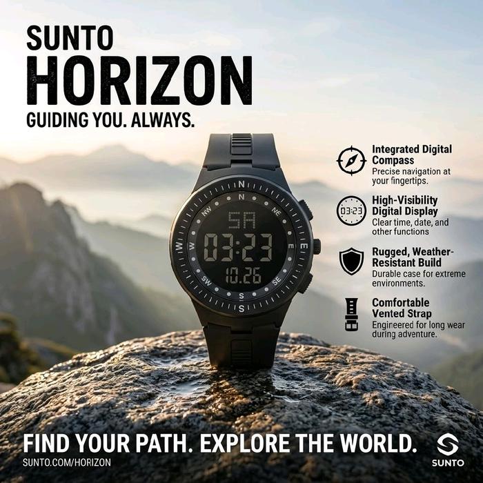 SUNTO Horizon Jam Tangan Digital dengan Kompas Terintegrasi Tampilan Digital Visibilitas Tinggi dan 