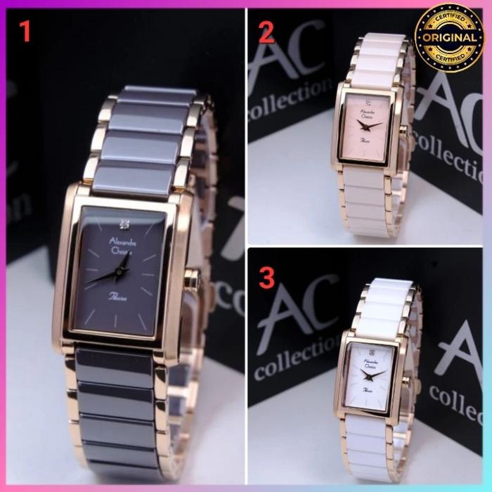 New GARANSI RESMI 1 TAHUN JAM TANGAN WANITA CERAMIC STAINLESS ARLOJI WATCH CEWEK ALEXANDER CHRISTI C