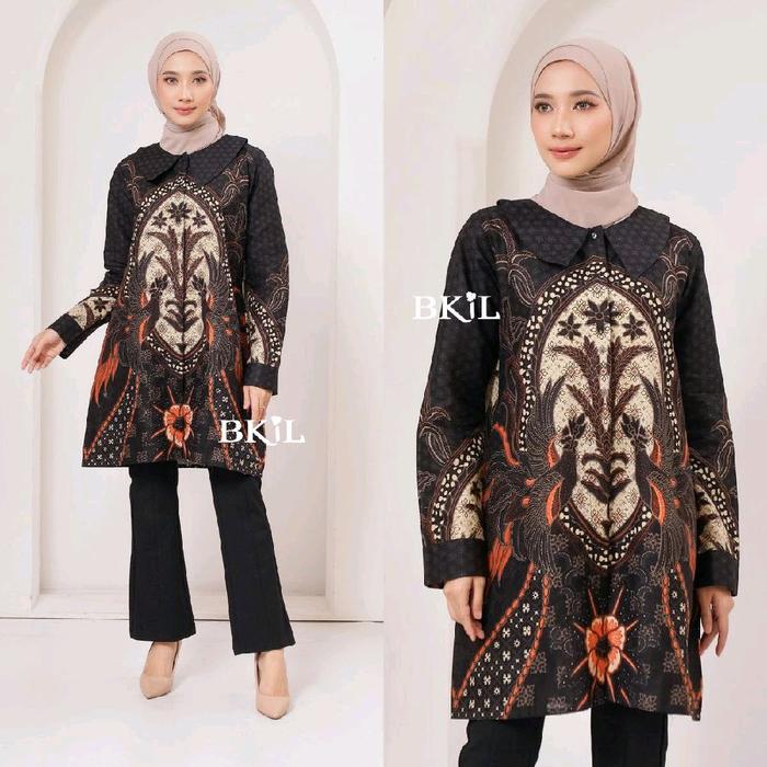 BKiL TUNIK BATIK ISABELLA PREMIUM KATUN WARNA HITAM MERAH MAROON BURGUNDY HIJAU BIG SIZE JUMBO M L X