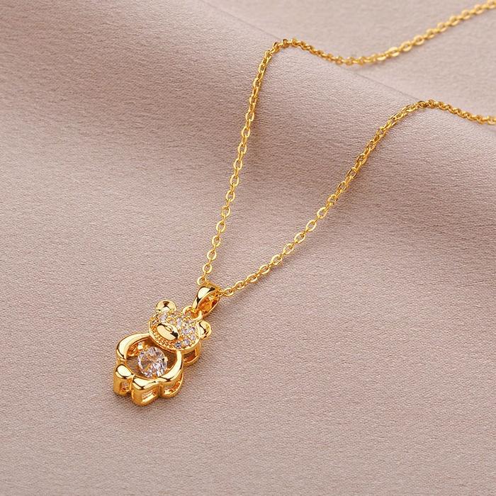 SK[beli 2produk gratis anting2] - kalung titanium beruang gold anti karat