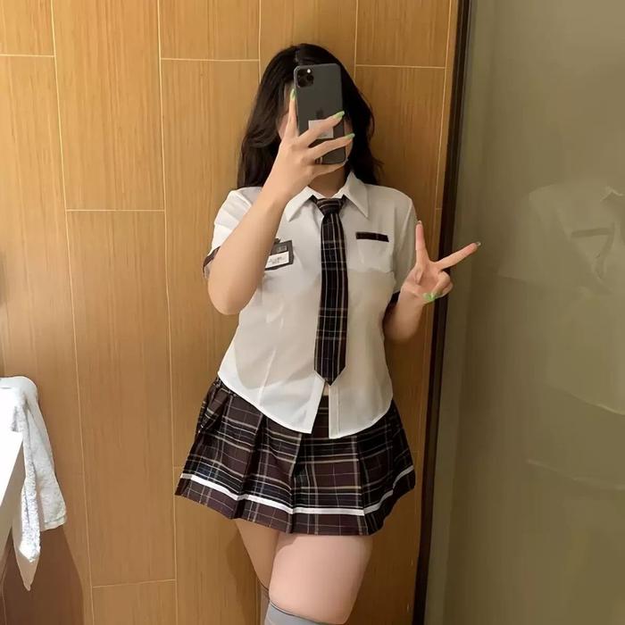 NEW One Set Baju Kemeja Rok Lingerie Cosplay Kostum Sekolah Seksi Pelajar Seragam Sekolah Jepang Jap