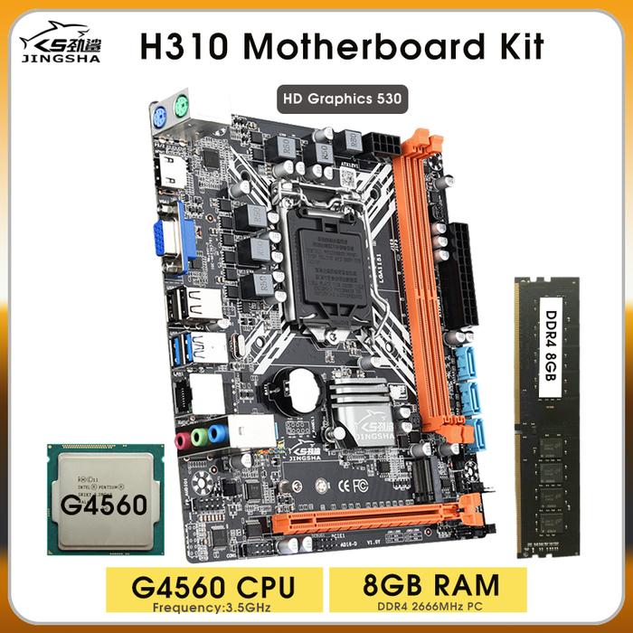 H310  Motherboard Lga 1151 Kit DDR4 8GB 2666MHz PC RAM and G4560