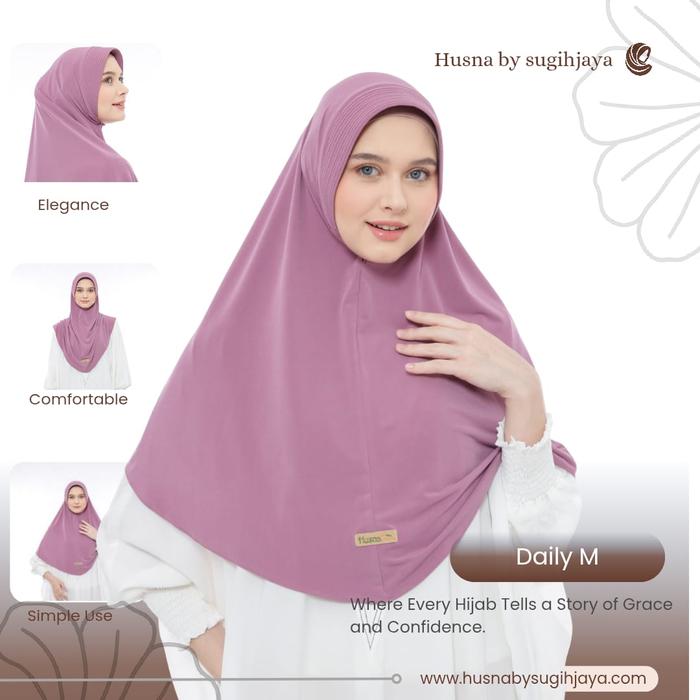 Husna Sugihjaya Bergo Daily Hijab Size M By BILQEEZ STORE Kerudung Pet Sehari-hari Jersey Exclusive