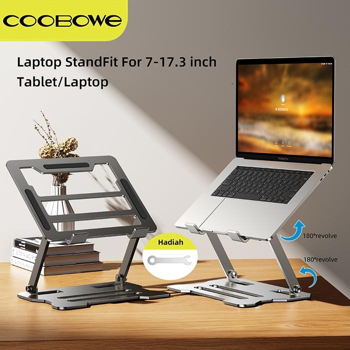 COOBOWE Desktop Stand Laptop stand aluminium 360 degrees Rotatable Bisa Dilipat Portable Stand Lapto