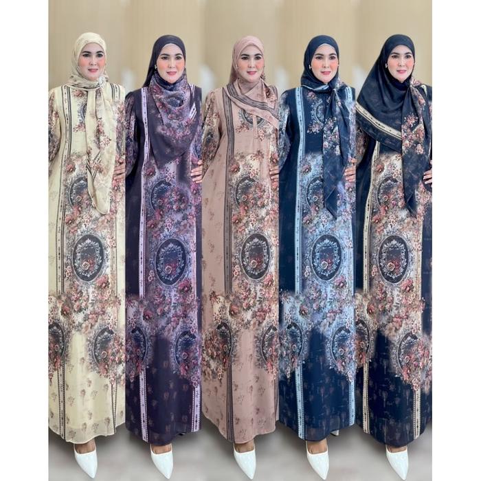 New Gamis Printing Dijah Terbaru | Dijah Print Kode 020 Dan 045 | Gamis Syari Segiempat Mewah Premiu