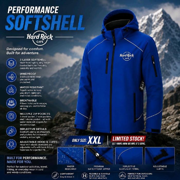 New Hot Item ! Jaket Softshell Royal Hard Rock Cafe Tromso, Norway - Men