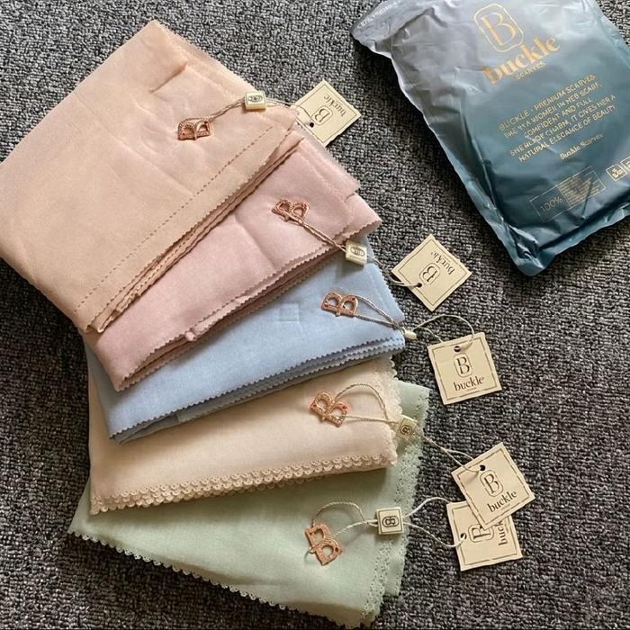 Hijab Buckle Scarves Segiempat / Segi Empat Buckle Scarves / Segiempat Buckle Polos / Hijab Segiempa