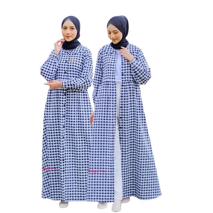 GAMIS Muslim PRISCILLA DRESS SET PASHMINA BY ZABANNIA Kain Kancing Wanita Crinkle