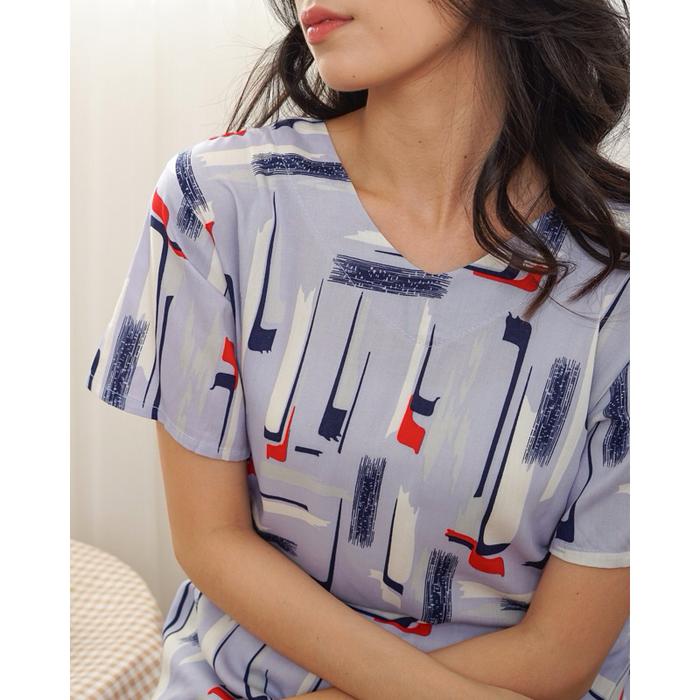 [LARISS] [WINGO PREMIUM] BAJU TIDUR BATIK HALUS ADEM WANITA CELANA PENDEK JUMBO HP L XL XXL - BSD PR