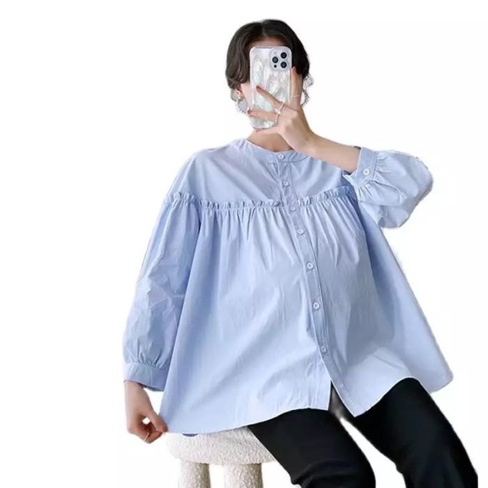 RUFFLE KATUN POPLIN SHIRT - BLOUSE CASUAL BUMIL BUSUI FRIENDLY 8056