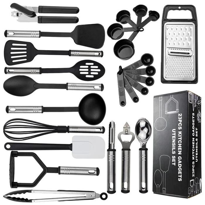 Set peralatan dapur nilon baja tahan karat, peralatan dapur memasak
