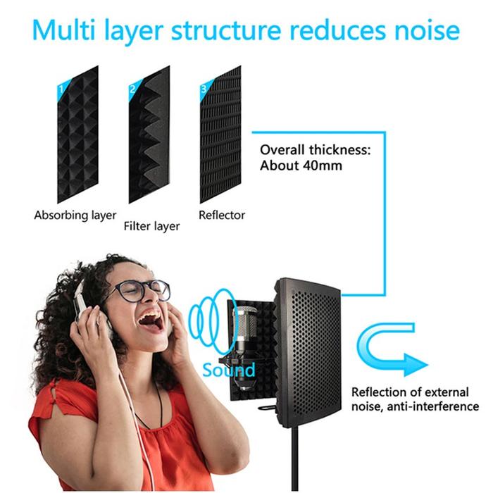 PORTABLE vocal booth Recording Microphone Isolation Shield paket karaoke sound system Stand Mic Pop