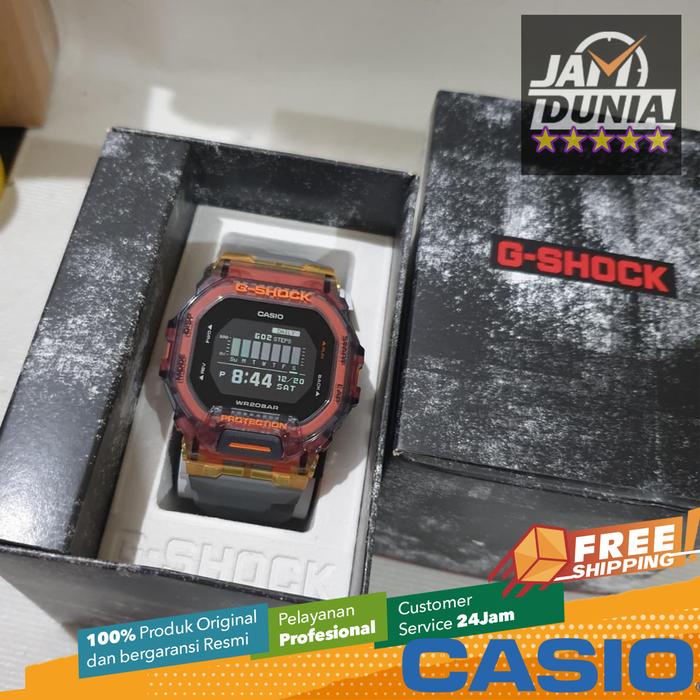 JAM TANGAN PRIA CASIO G-SHOCK ORIGINAL G-SQUAD DIGITAL GREY & ORANGE KARET GBD-200SM-1A5 CASIO G SHO